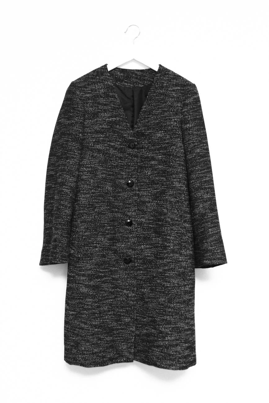 0639_VINTAGE MELANGE BLACK MINIMALIST COAT