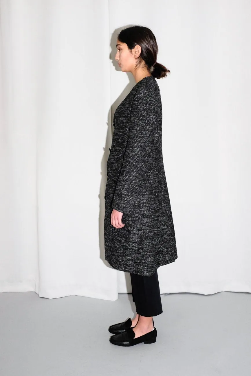 0639_VINTAGE MELANGE BLACK MINIMALIST COAT