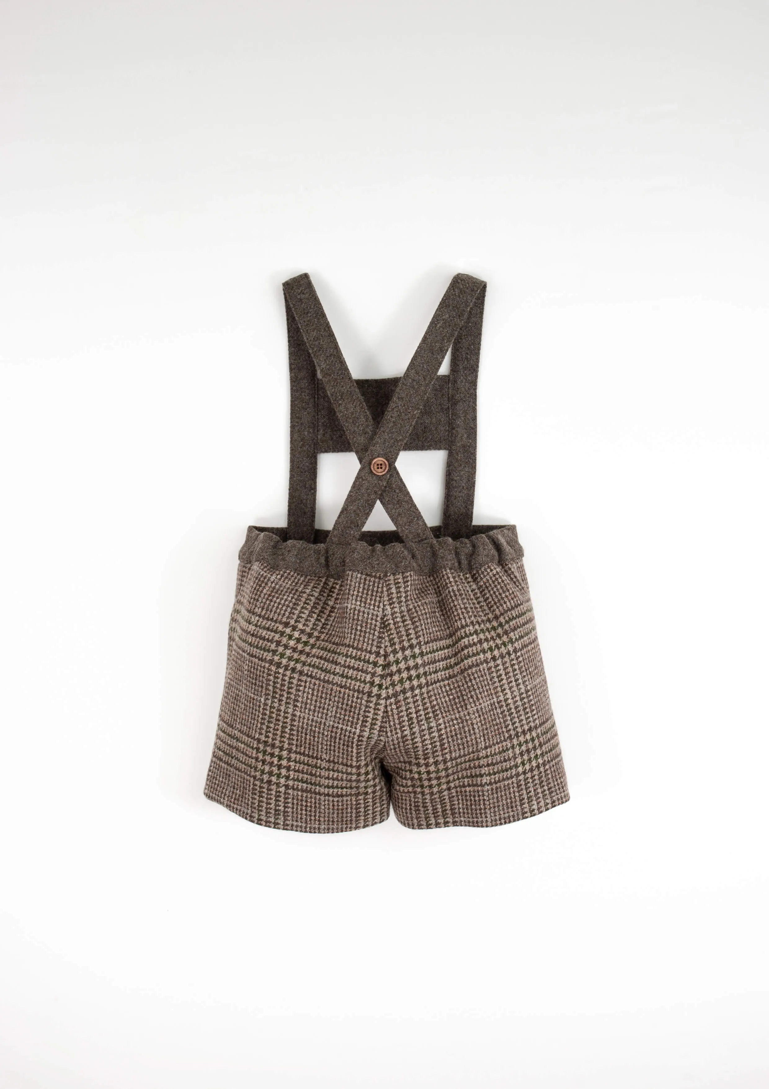 6.2-BROWN PLAID WOOLEN ROMPER