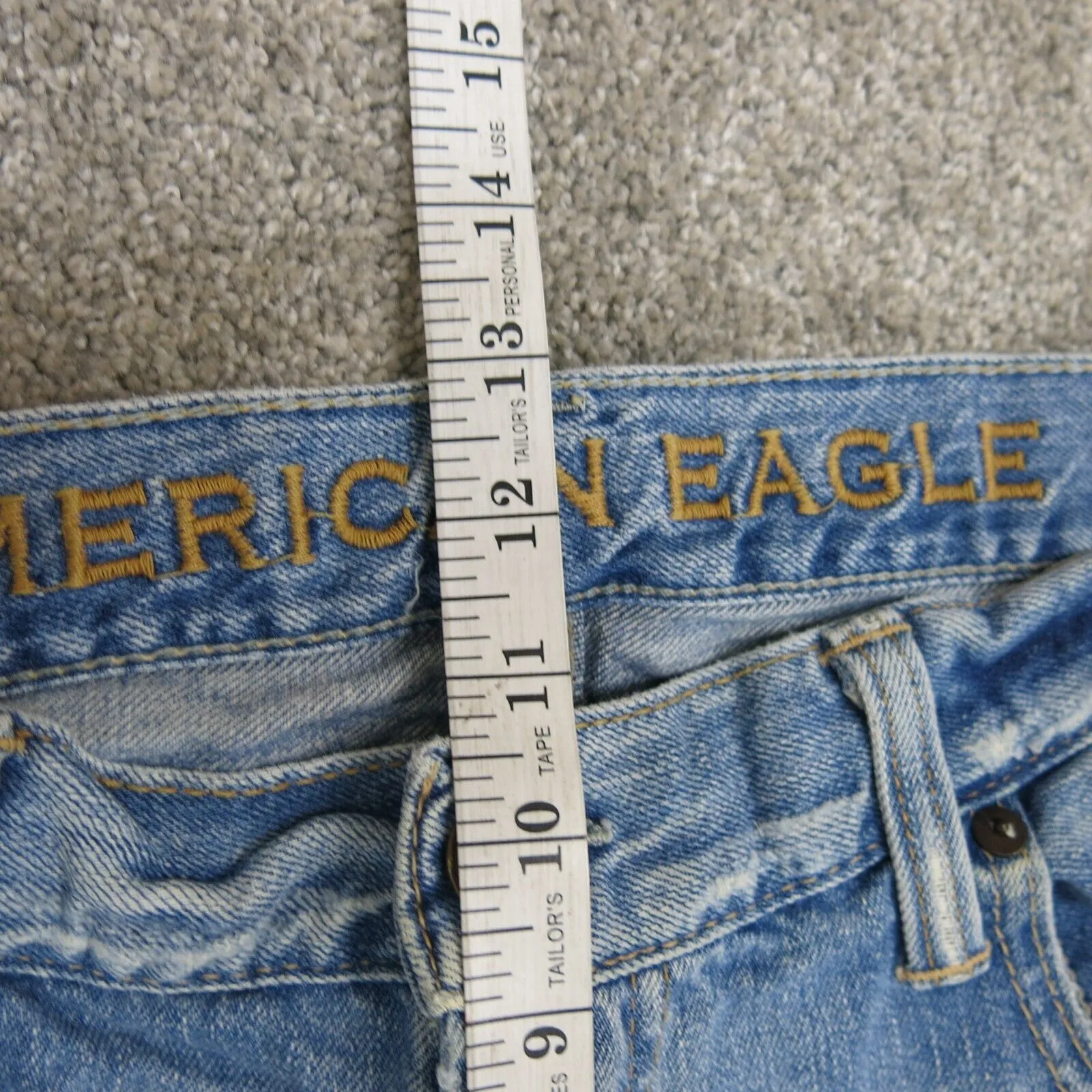 American Eagle Mens Straight Leg Jeans Loose Fit Ample 100% Cotton Blue W34XL32