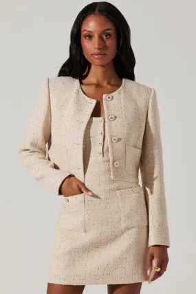 ASTR THE LABEL Milena Tweed Crop Jacket