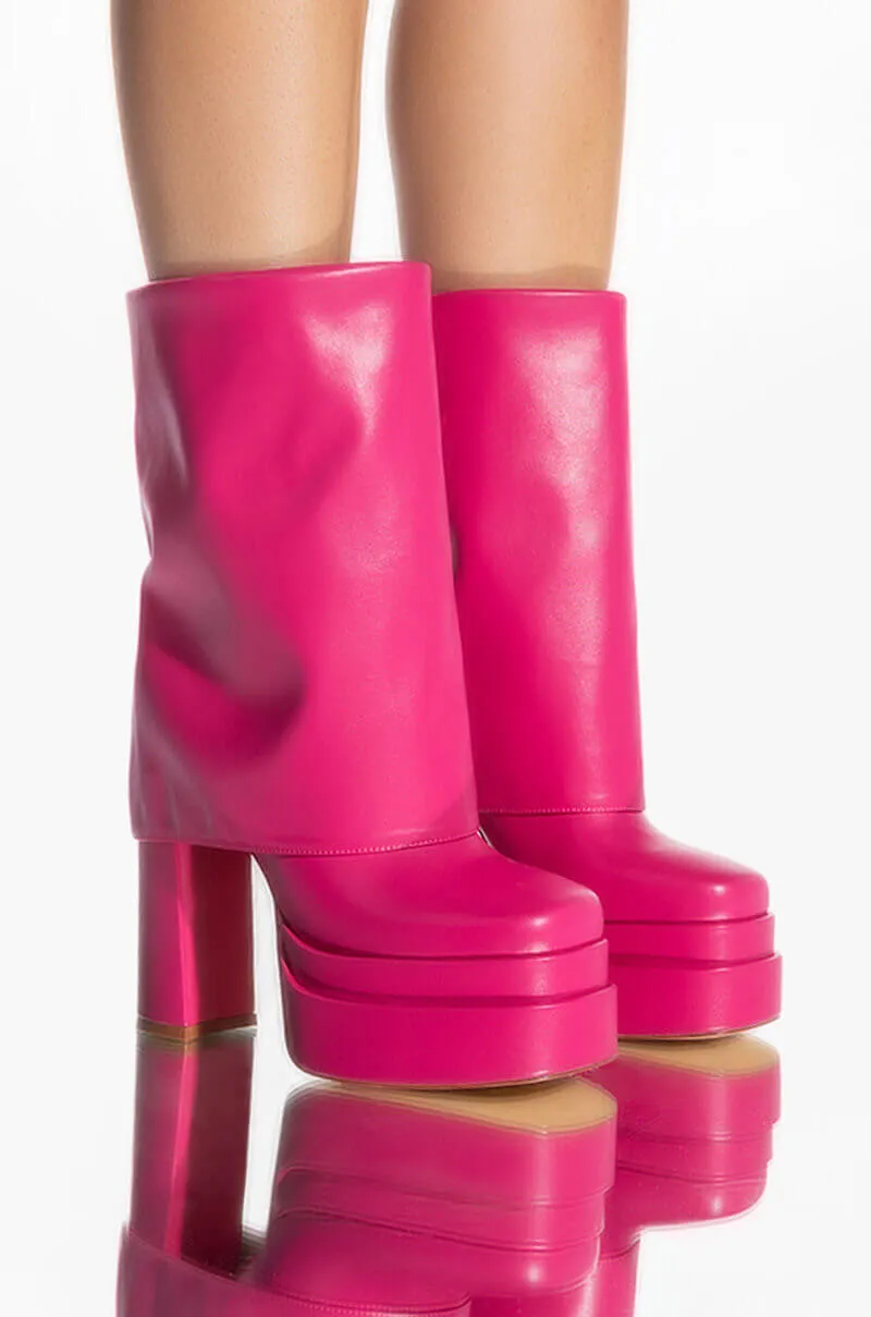 AZALEA WANG BABY FOLD OVER CHUNKY BOOT IN PINK