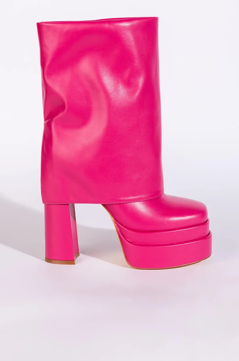 AZALEA WANG BABY FOLD OVER CHUNKY BOOT IN PINK