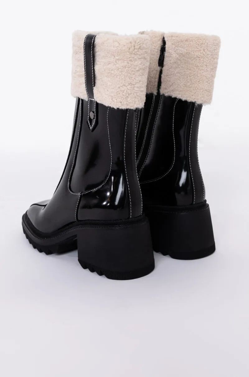 AZALEA WANG HOLD ON TIGHT CHUNKY BOOTIE IN BLACK