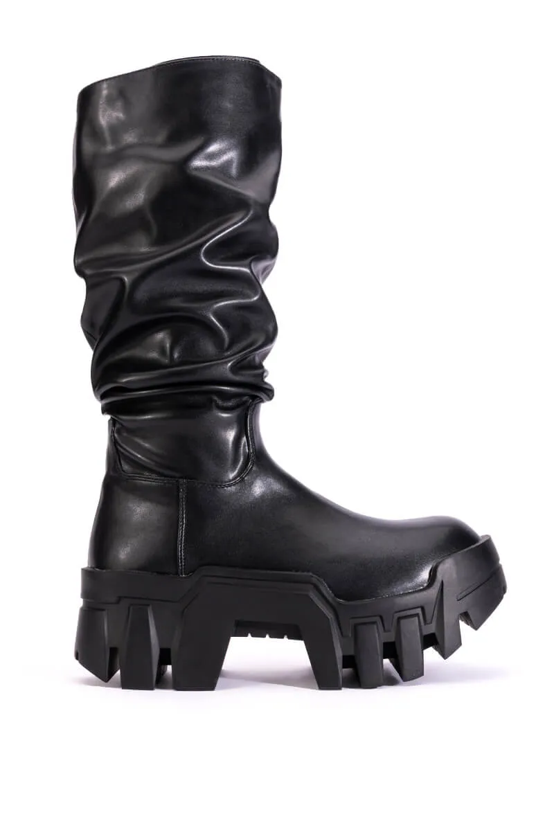 AZALEA WANG LYRICA BLACK PU CHUNKY BOOT