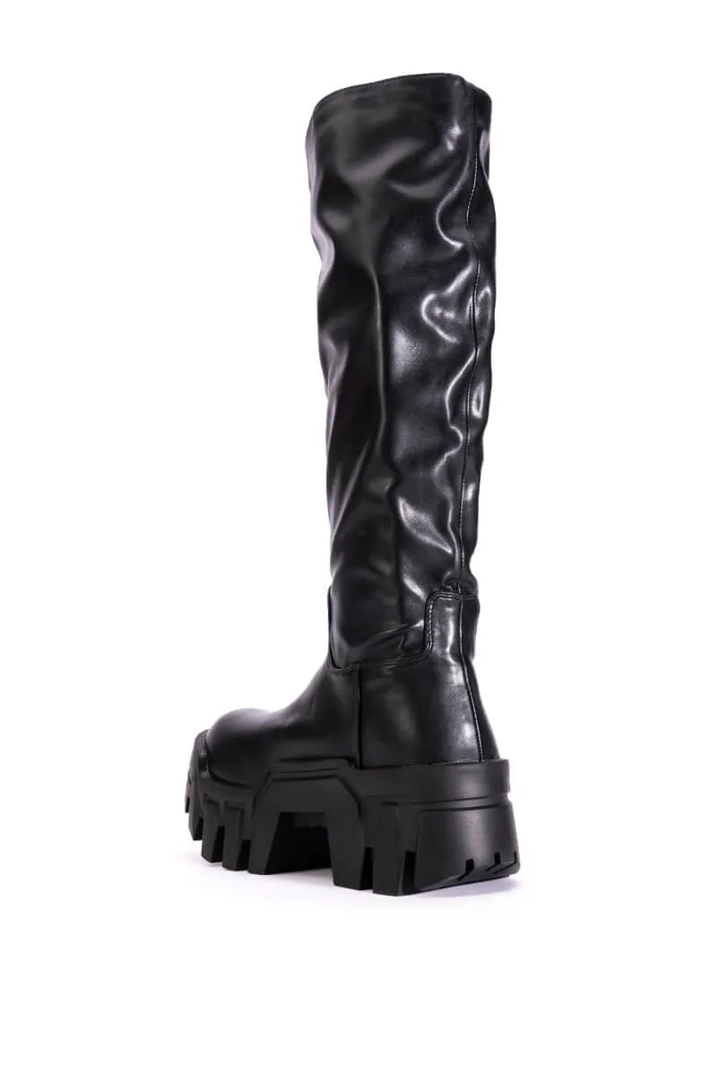 AZALEA WANG LYRICA BLACK PU CHUNKY BOOT