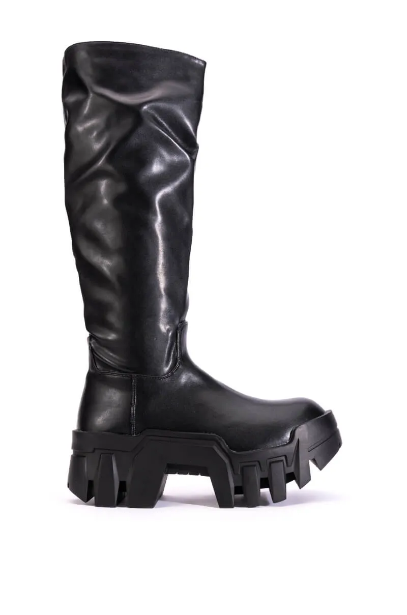 AZALEA WANG LYRICA BLACK PU CHUNKY BOOT