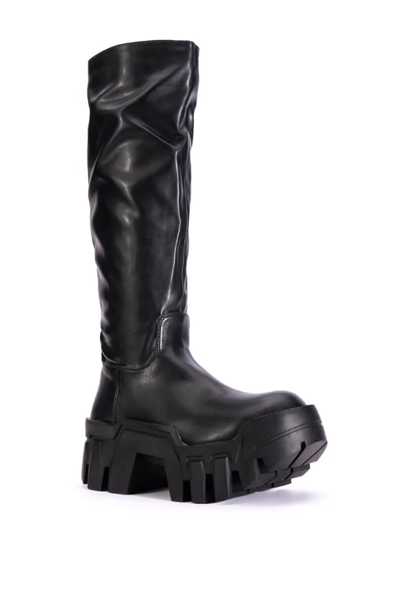 AZALEA WANG LYRICA BLACK PU CHUNKY BOOT