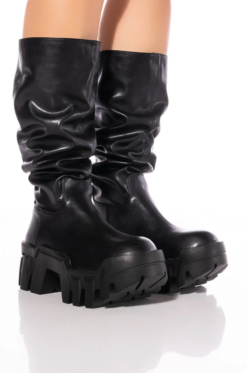 AZALEA WANG LYRICA BLACK PU CHUNKY BOOT