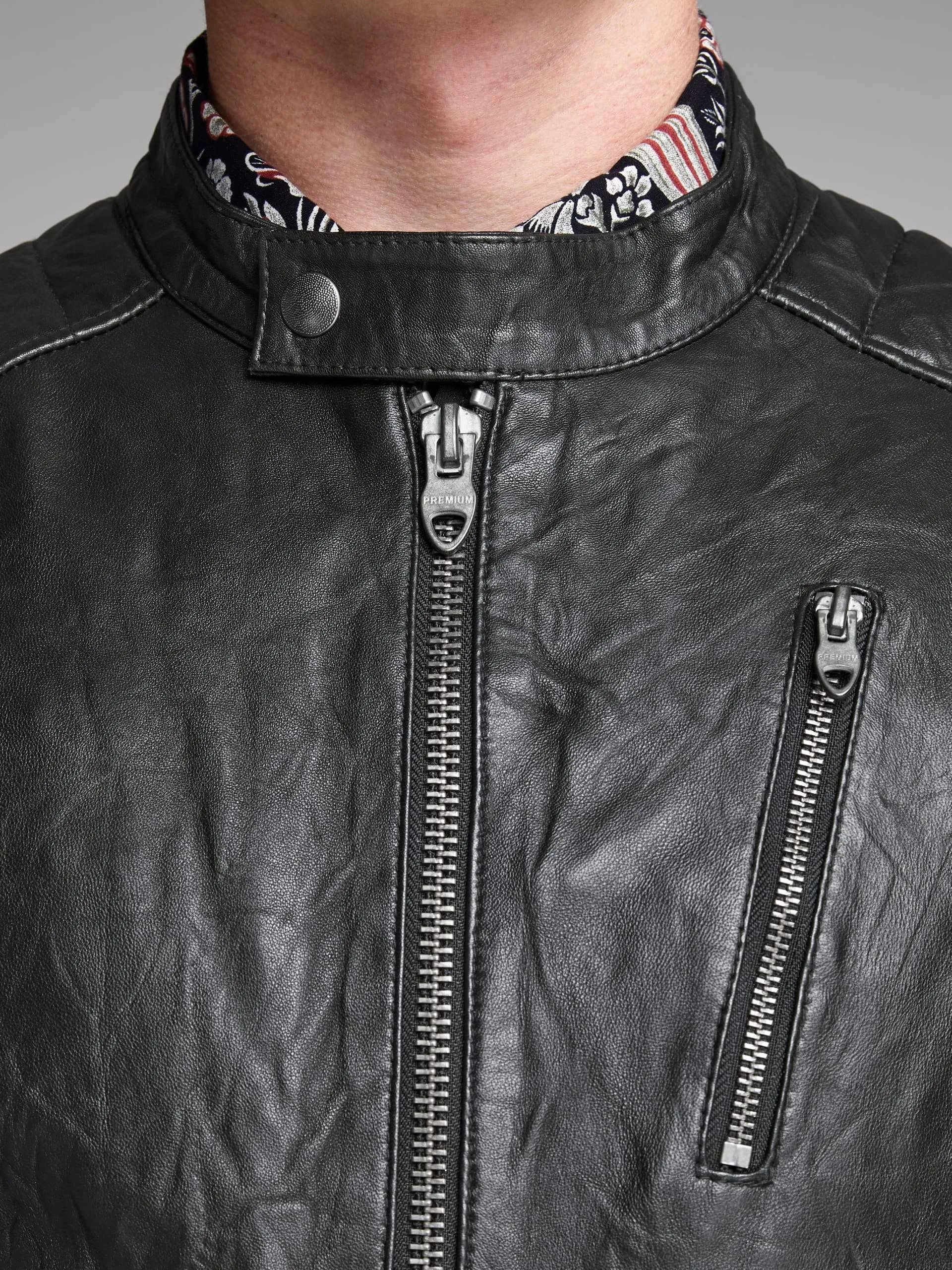 Black Vintage Stylish Leather Jacket by TJS