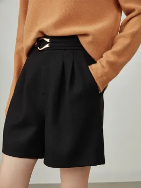 Black Woolen Winter Casual Thicken Short