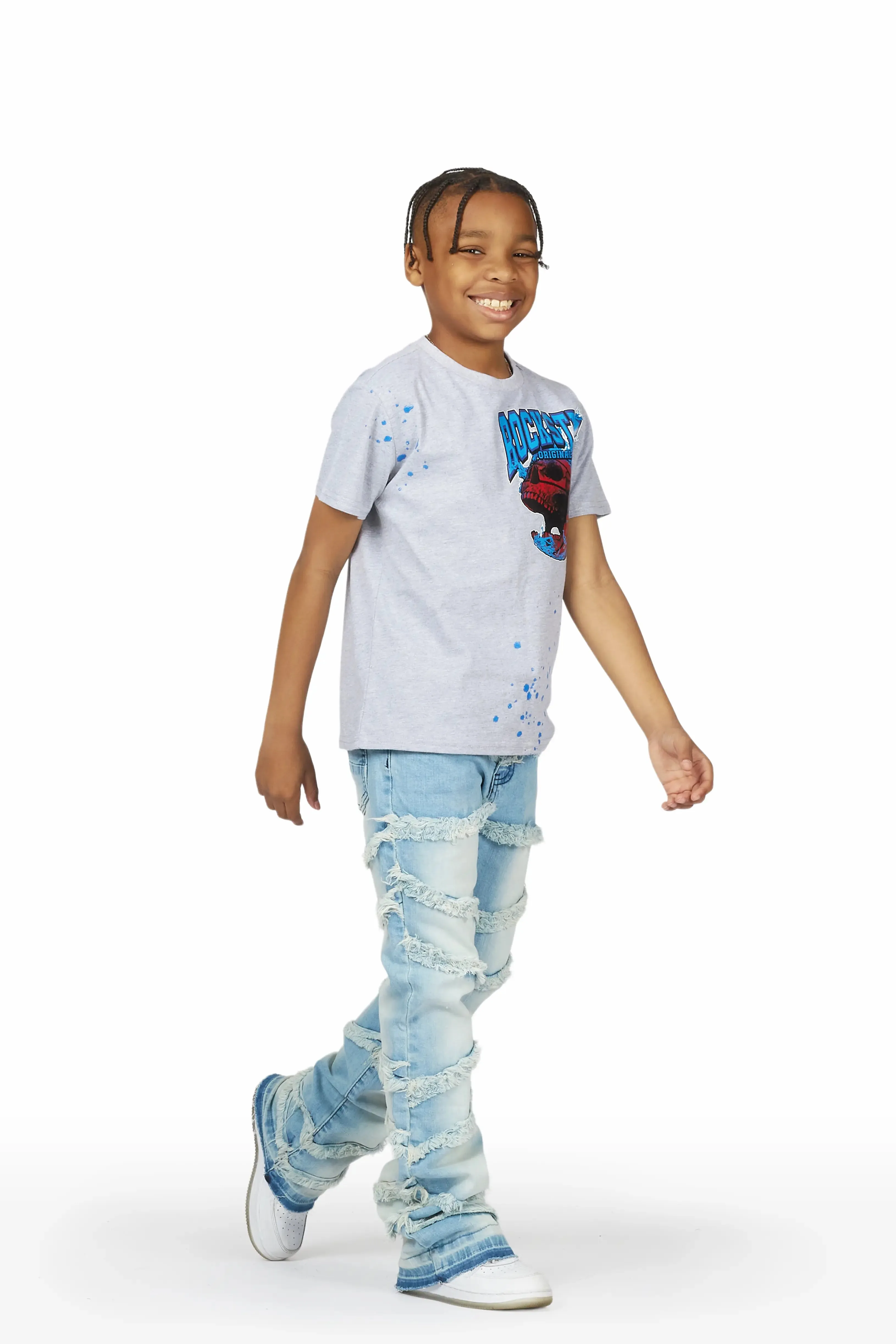 Boys Norbert Blue Stacked Flare Jean