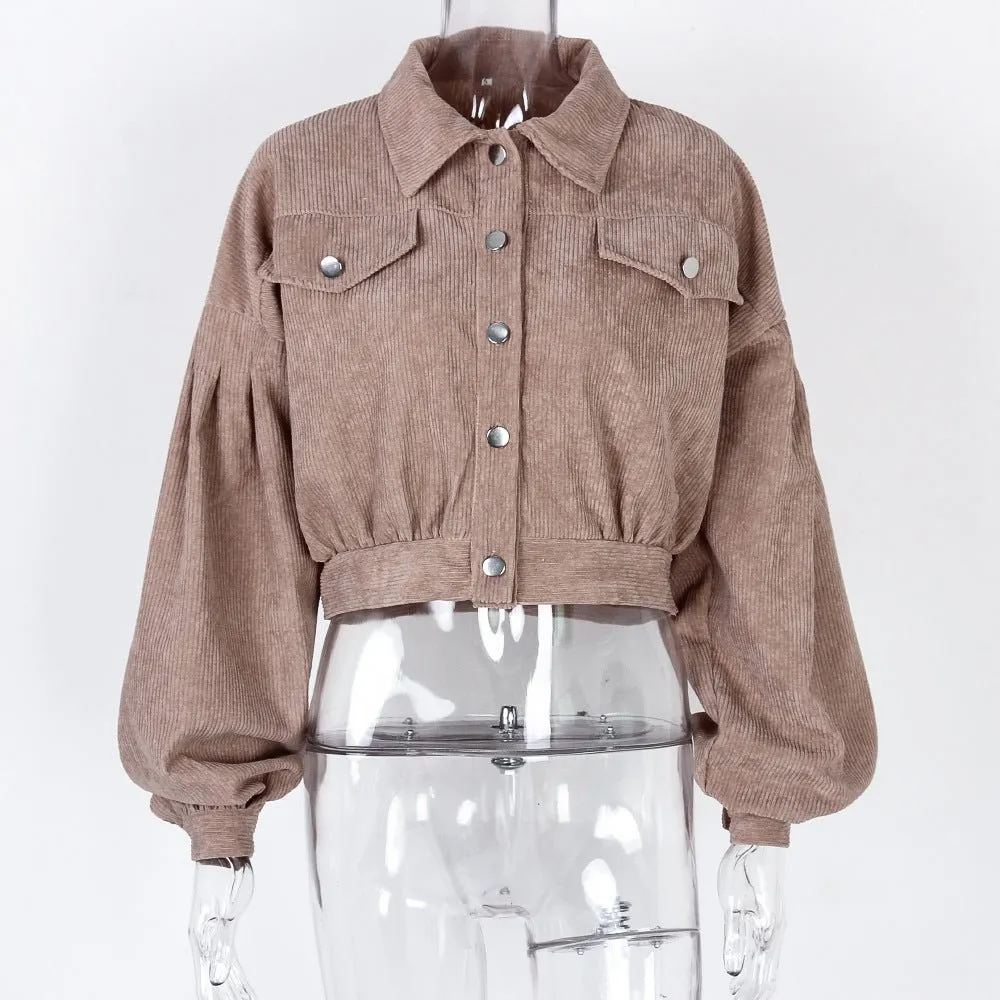 Cécile | Casual Corduroy Lantern Sleeves Jacket