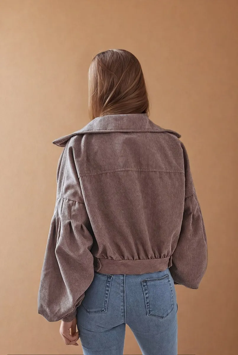 Cécile | Casual Corduroy Lantern Sleeves Jacket