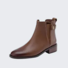 Chic Soft Leather Chelsea Boots with Chunky Heel - Stella Collection