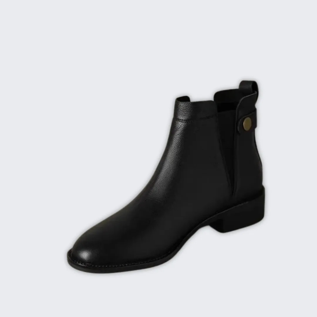 Chic Soft Leather Chelsea Boots with Chunky Heel - Stella Collection