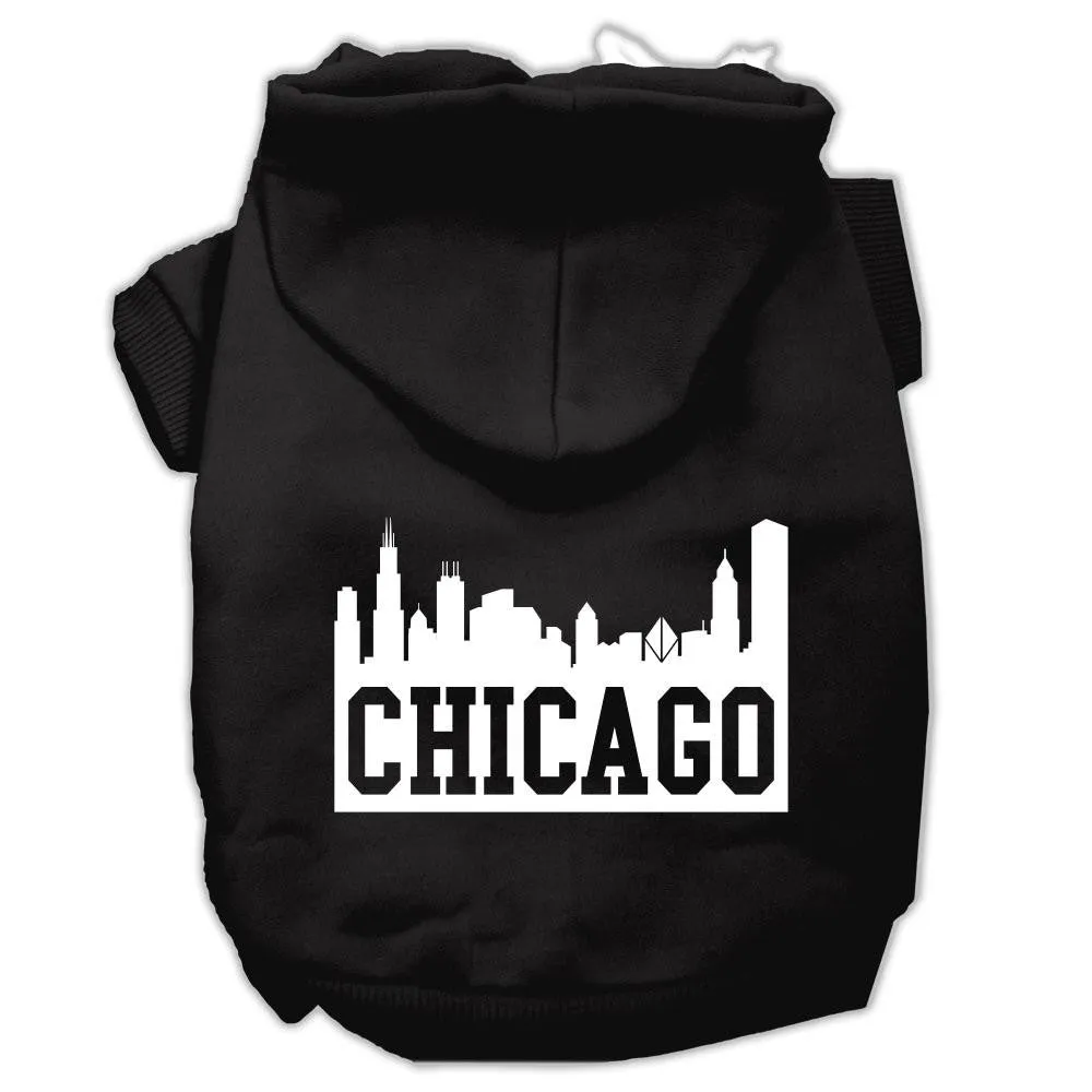 Chicago Skyline Screen Print Pet Hoodies Black Size XXXL (20)