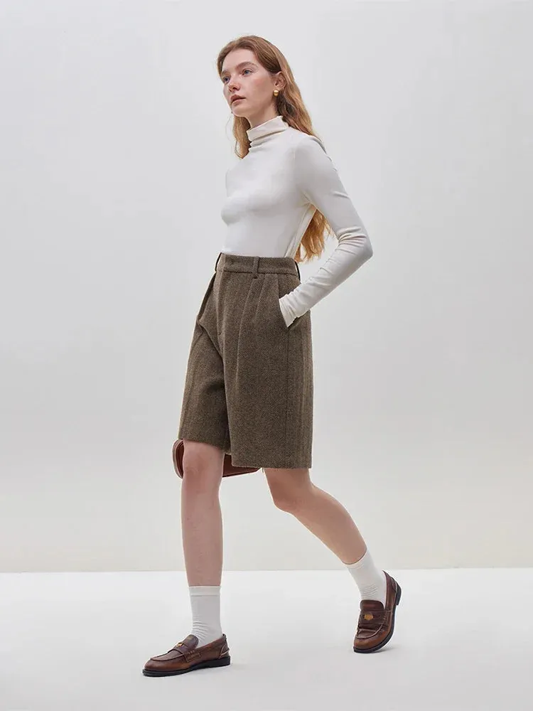 Commuter Style All-wool Quarter-length Shorts