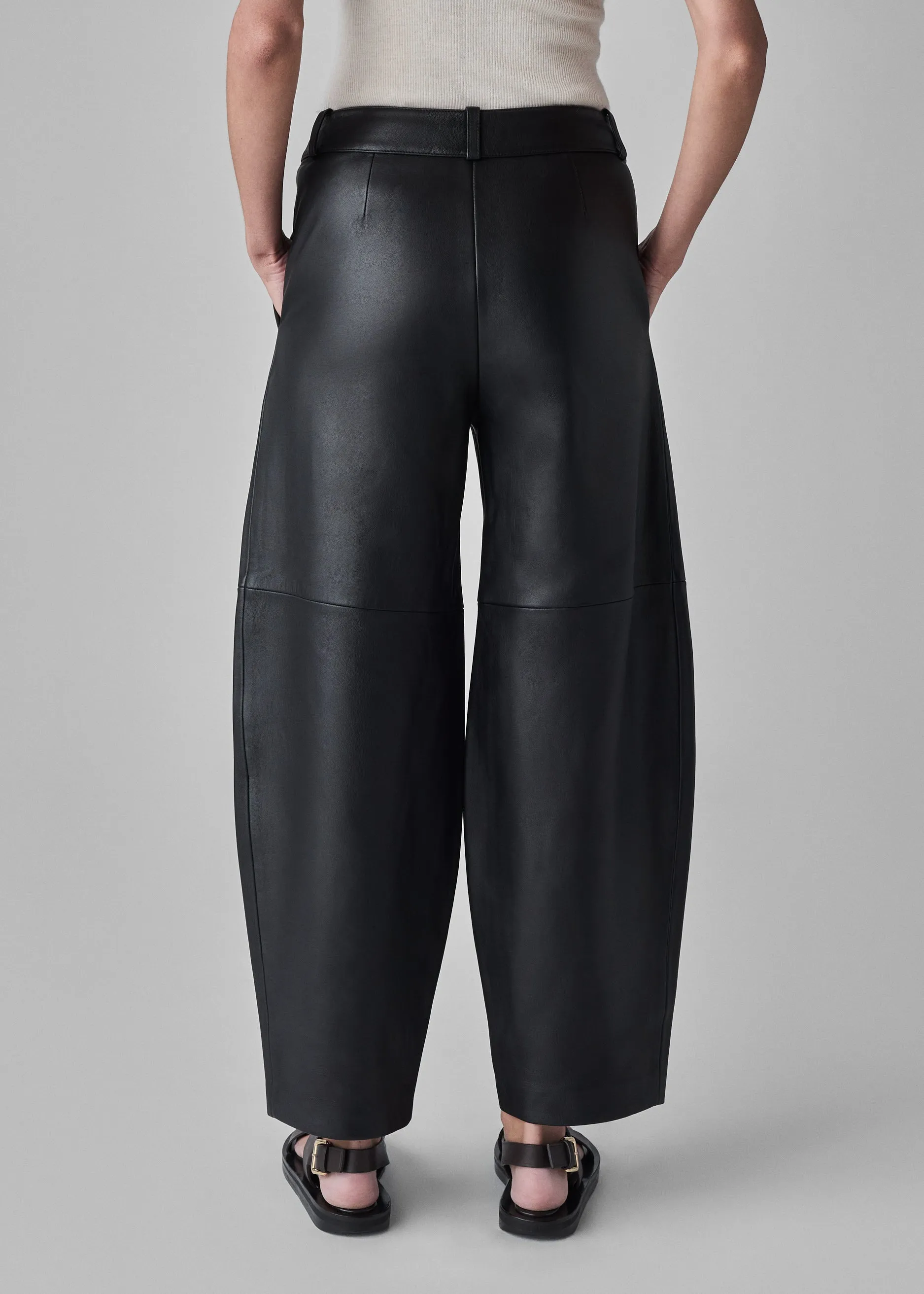 Cropped Leather Trouser - Black