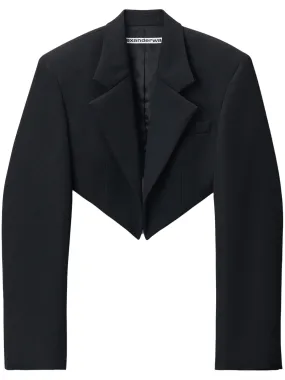 Cropped Tuxedo-Style Blazer With Pointed Hem