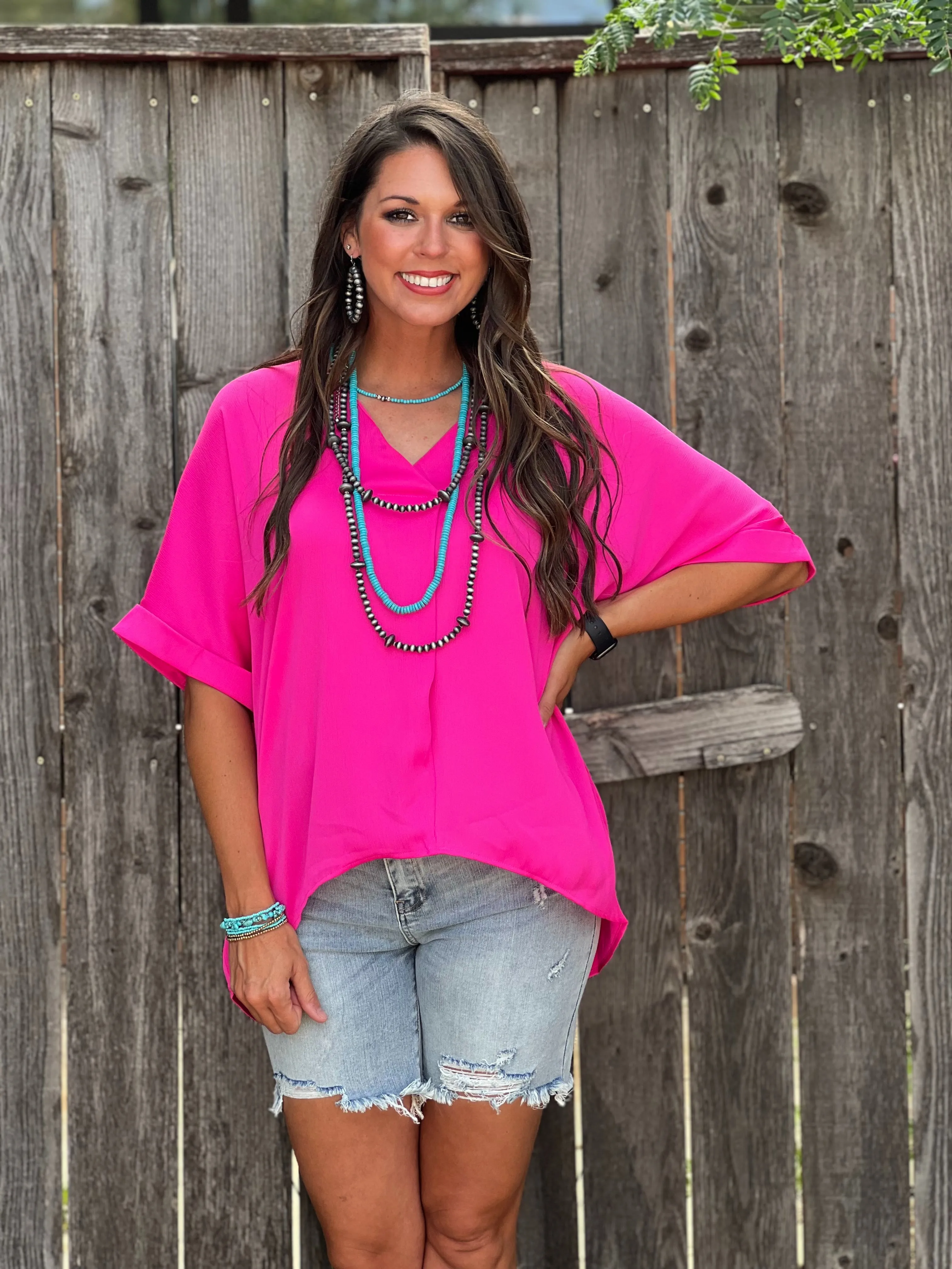 Dawn Hot Pink Silky Blouse