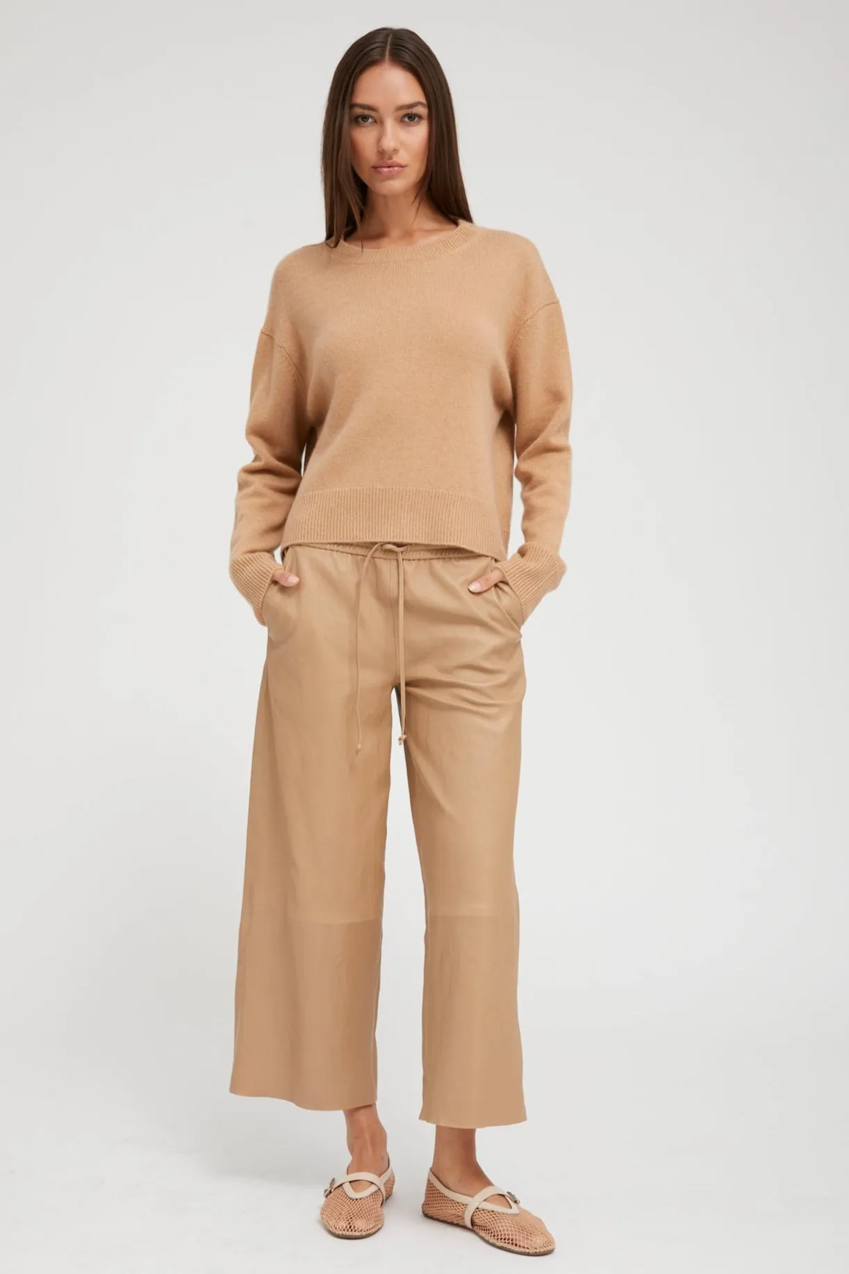 Desert Leather Cropped Baggy Pants