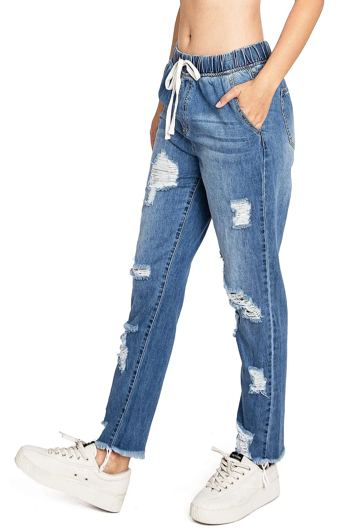 Distressed Denim Jogger