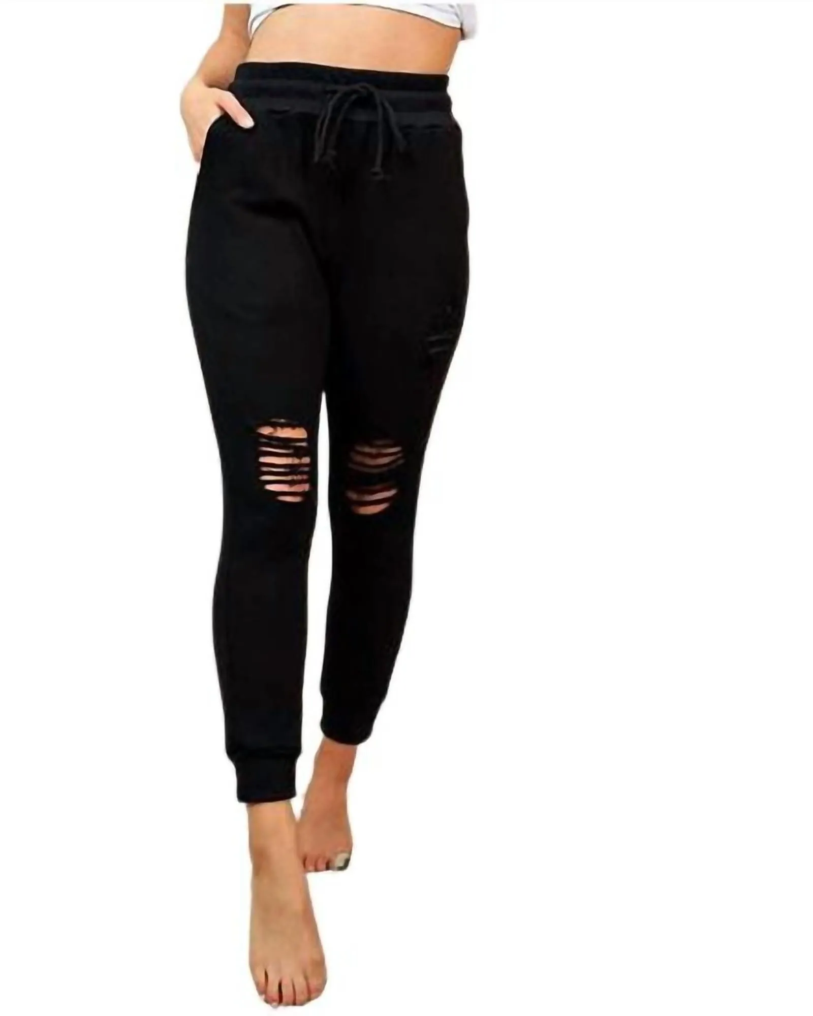 Distressed Pant In Black | Black