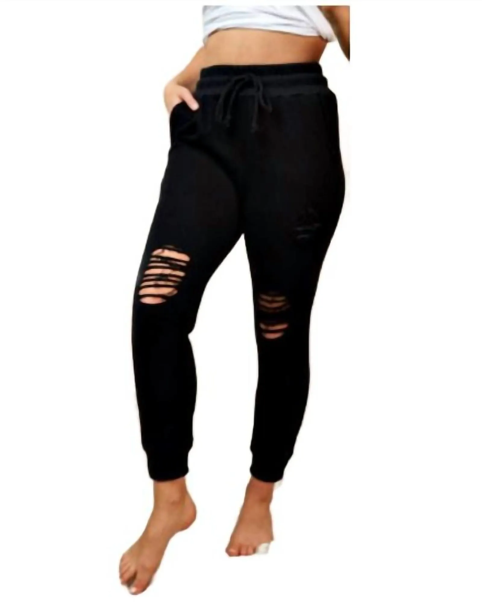 Distressed Pant In Black | Black