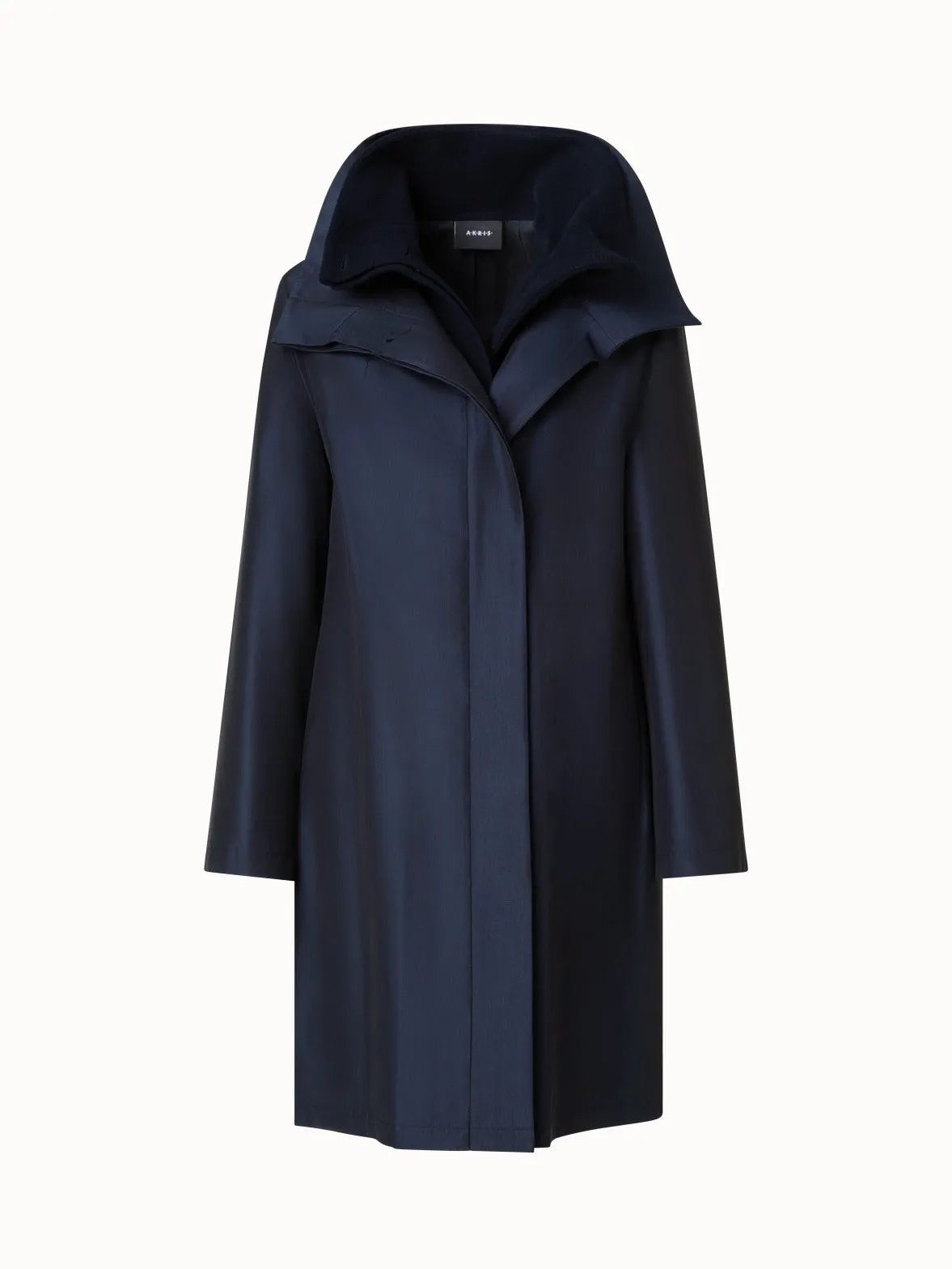 Double-Layered Wool Coat with Detachable Silk Layer