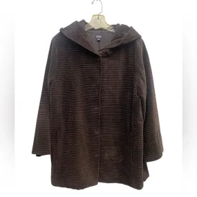 Eileen Fisher Corduroy Hoodie SZ L Brown Jacket