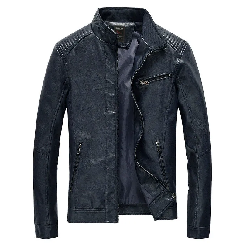 Fall/Winter Korean-Style Slim-Fit Casual Stand Collar Trendy Leather Jacket