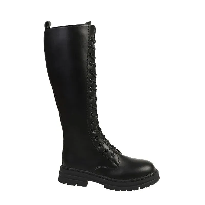 Funki Buys | Boots | Women's Knee-High Lace Up Buckle Boots