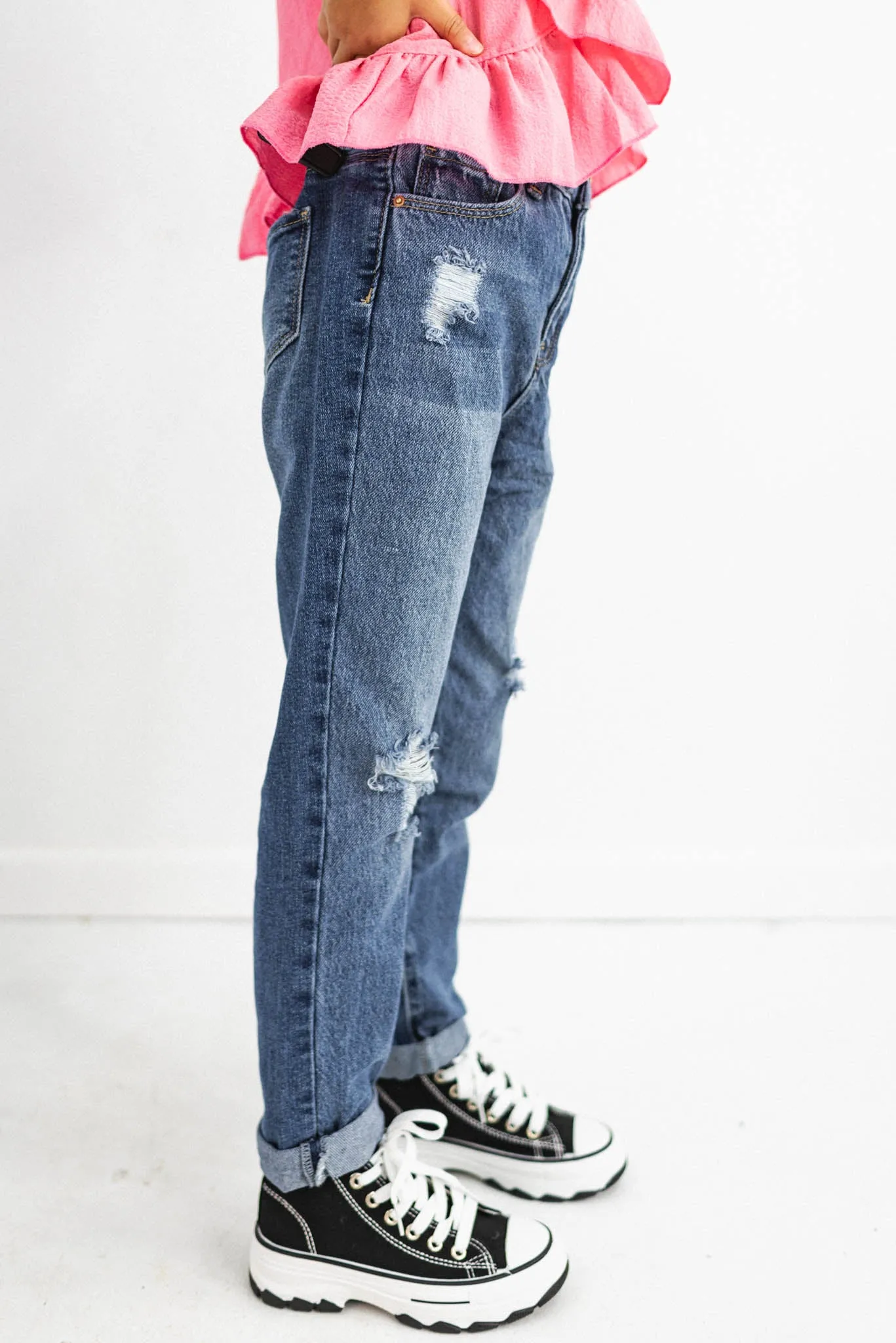 Girls Relax Fit Roll Cuff Jeans