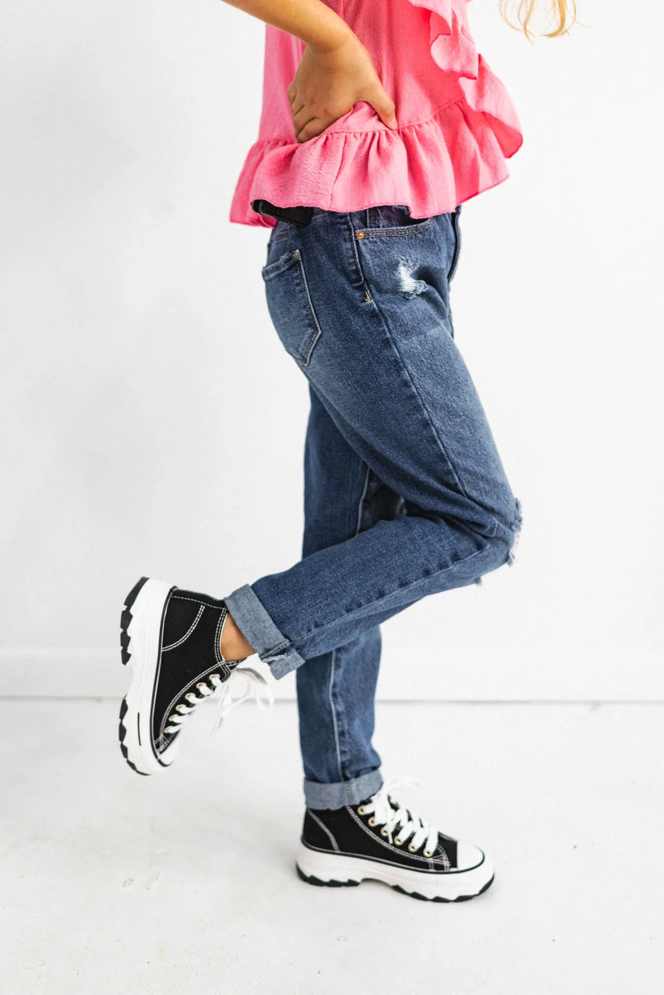 Girls Relax Fit Roll Cuff Jeans