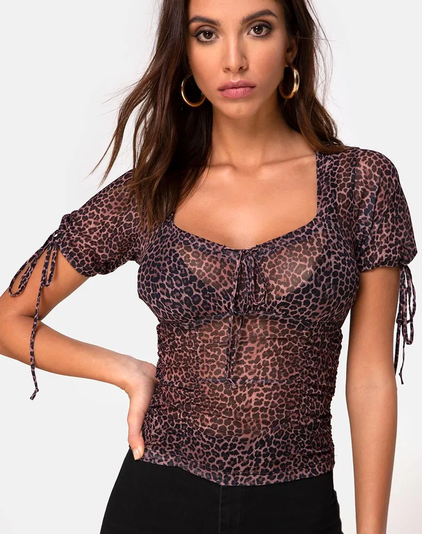 Guinevre Top in Rar Leopard Mesh