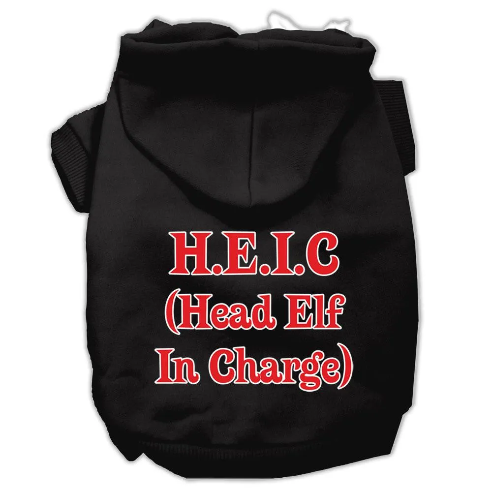 Head Elf In Charge Screen Print Pet Hoodies Black Size XXXL (20)