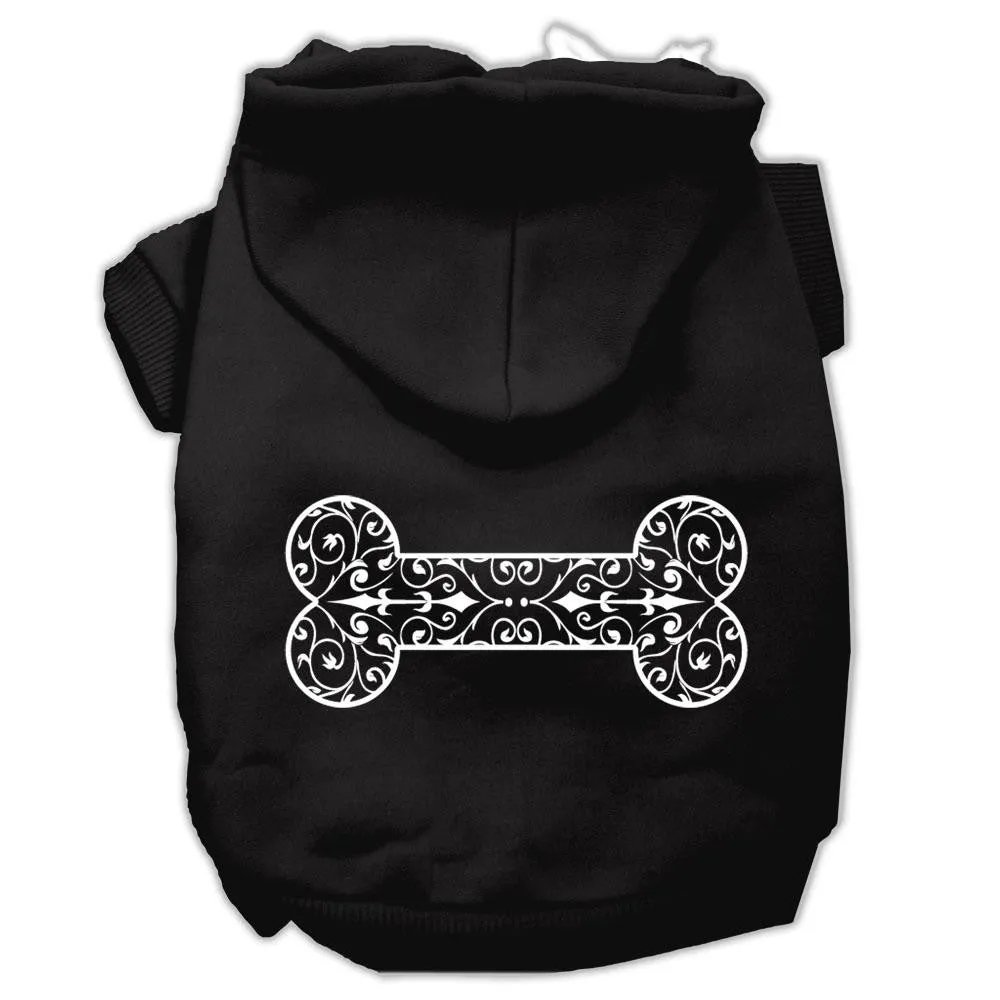 Henna Bone Screen Print Pet Hoodies Black Size Med (12)