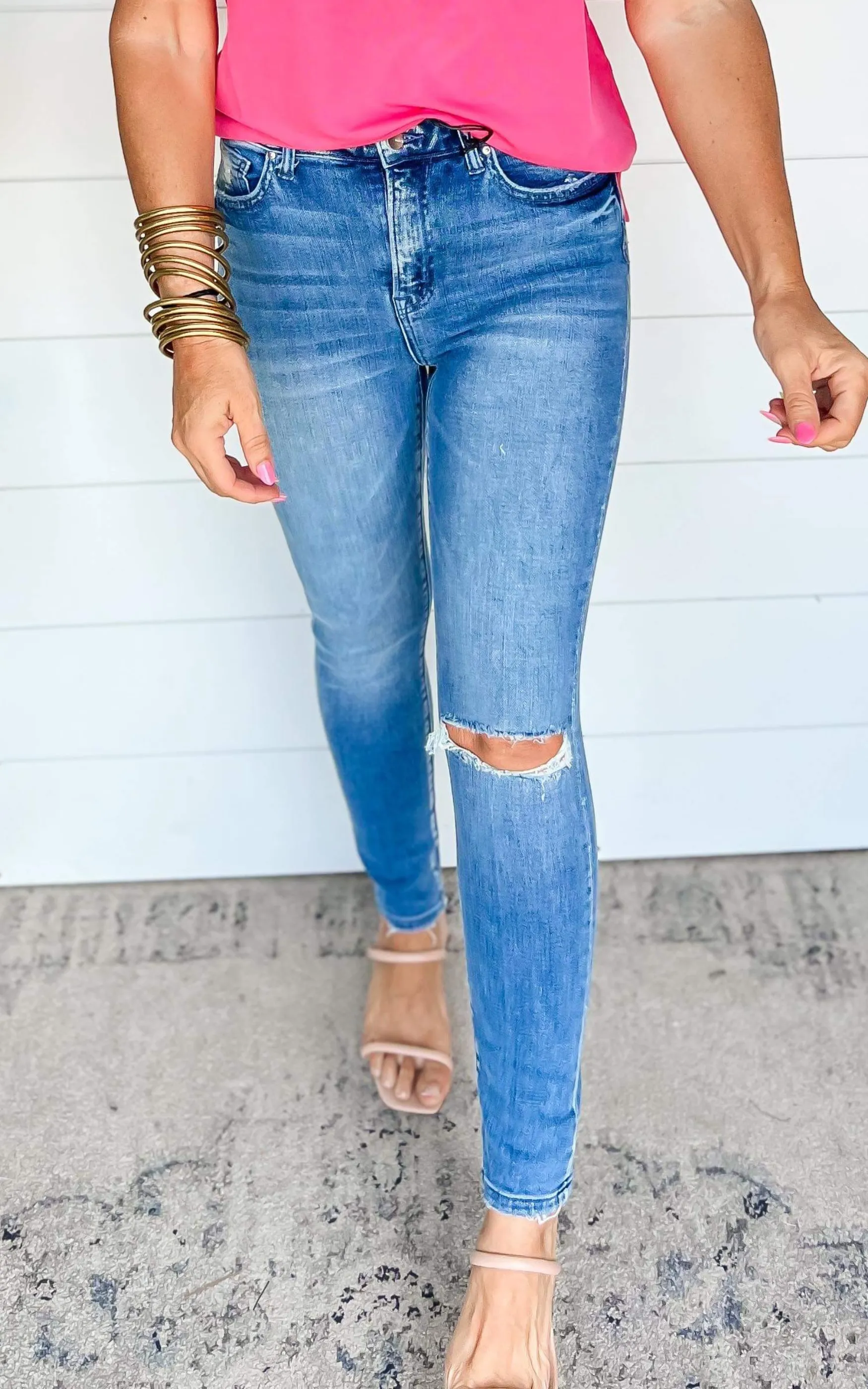 High Rise Ankle Skinny Denim Jean - Mica - Final Sale