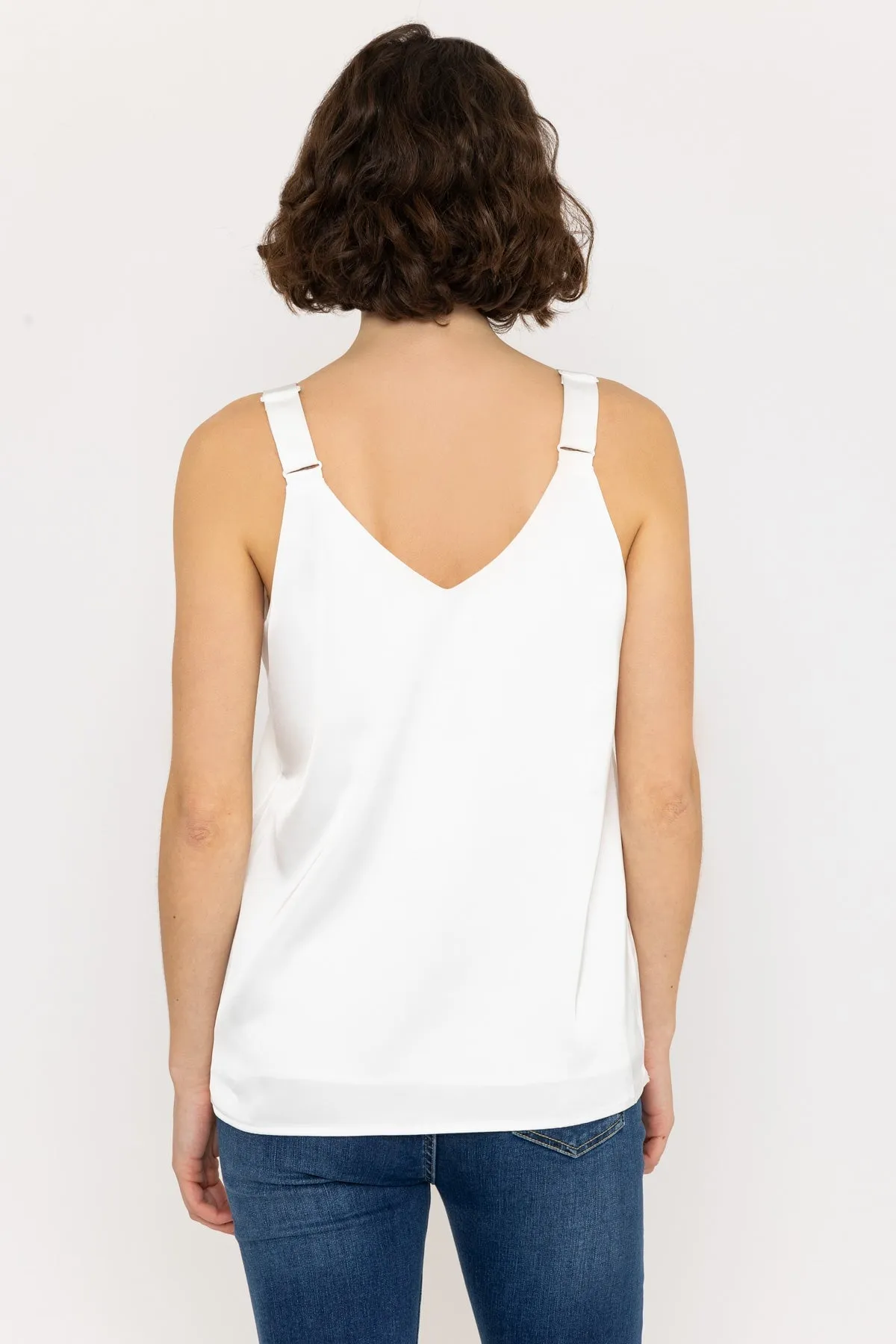 Ivory Sleeveless Silky Cami Top