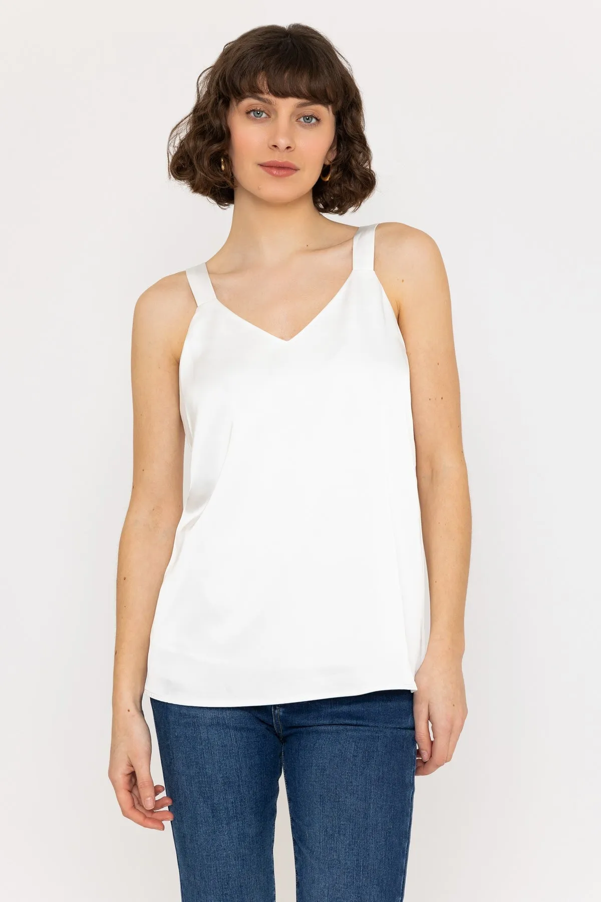 Ivory Sleeveless Silky Cami Top