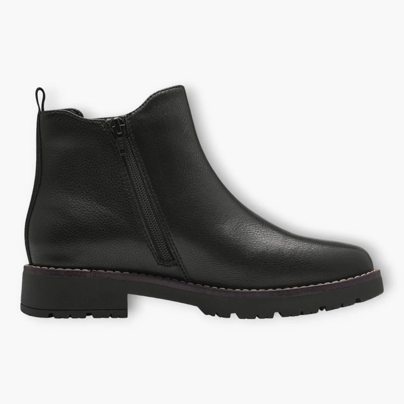 Jana Black Chelsea-Style Boots with Chunky Sole and Side Zip