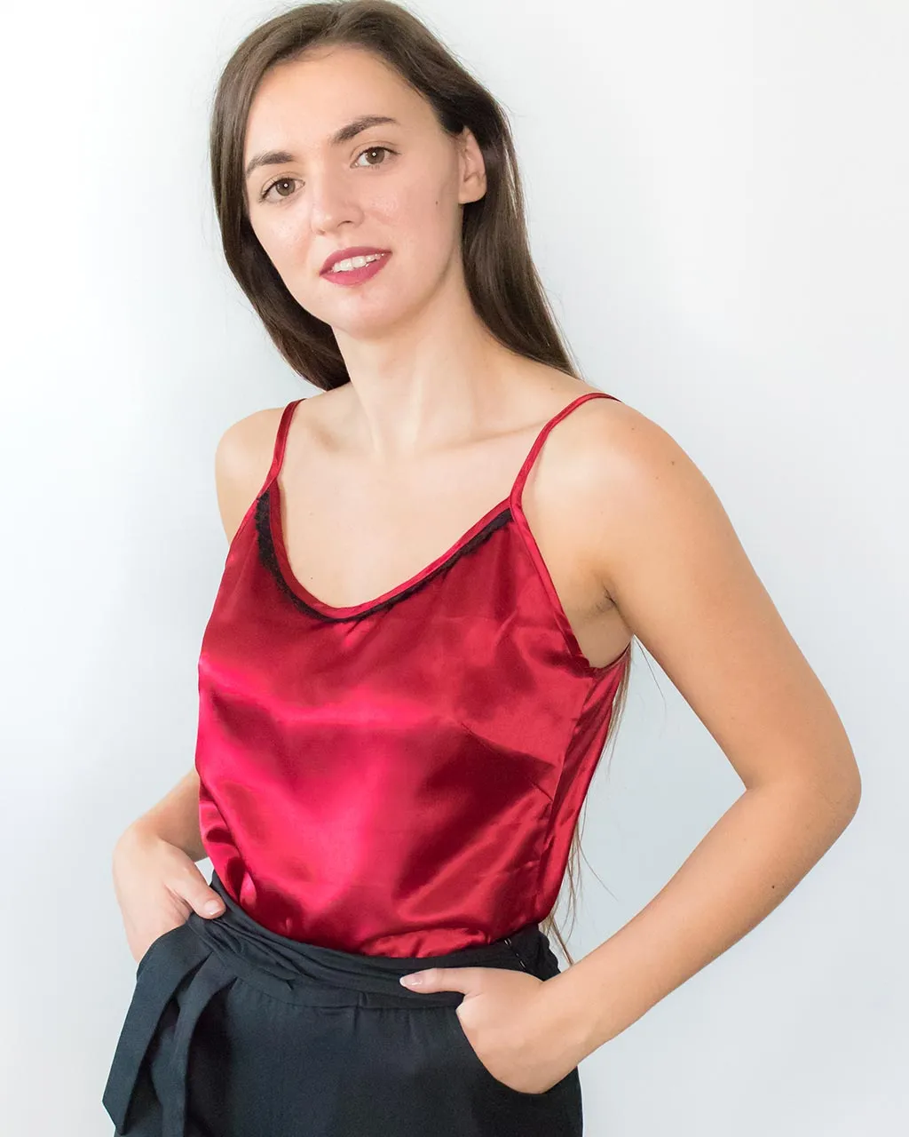 Kami Red Satin Cami Top