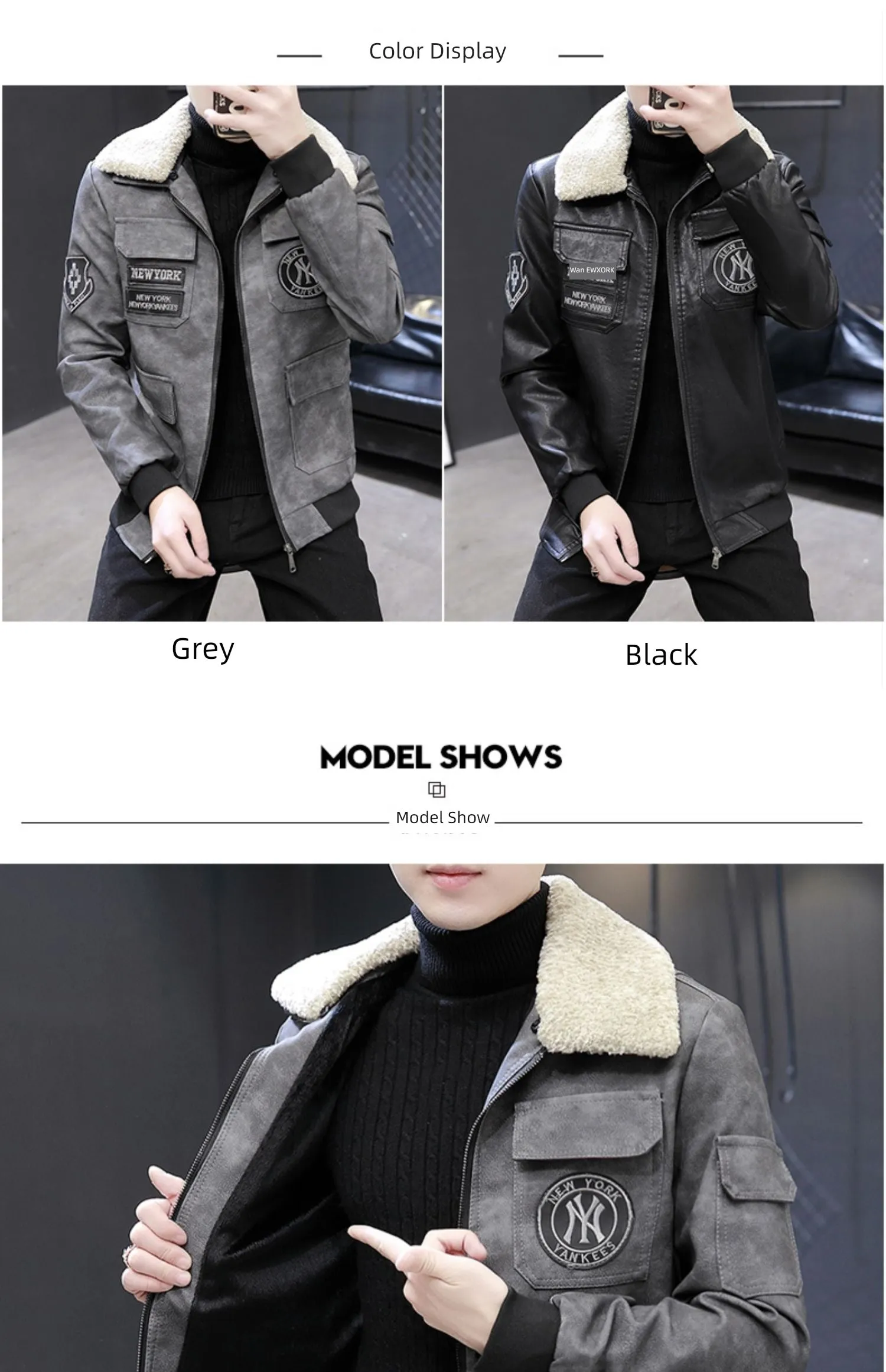 Korean-Style Fashion Top Clothes Leather Lapel Jacket