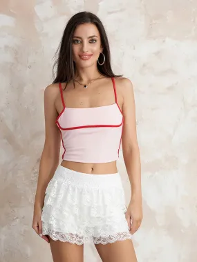 Lace Summer Tight Low Waist Tiered Ruffle Streetwear Layered Short