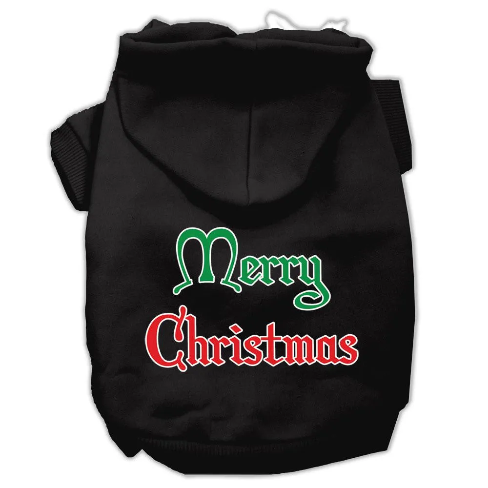 Merry Christmas Screen Print Pet Hoodies Black Size Sm (10)