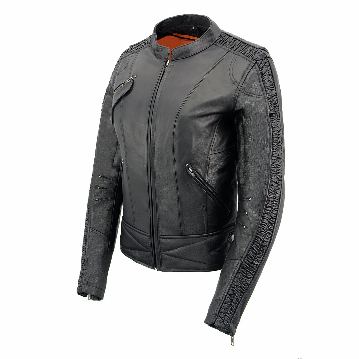 Milwaukee Leather MLL2570 Women's Black 'Phoenix Embroidered' Leather Motorcycle Jacket