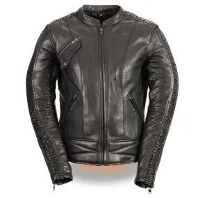 Milwaukee Leather MLL2570 Women's Black 'Phoenix Embroidered' Leather Motorcycle Jacket