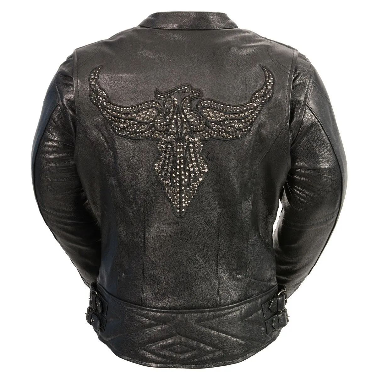 Milwaukee Leather MLL2570 Women's Black 'Phoenix Embroidered' Leather Motorcycle Jacket