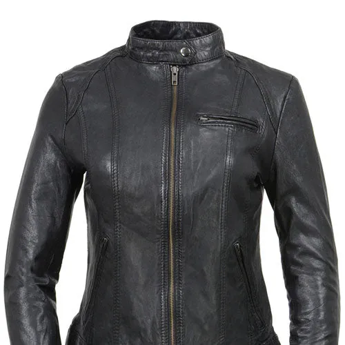 Milwaukee Leather Vintage SFL2811 Women's Black Zipper Front Motorcycle Casual Fashion Leather Jacket